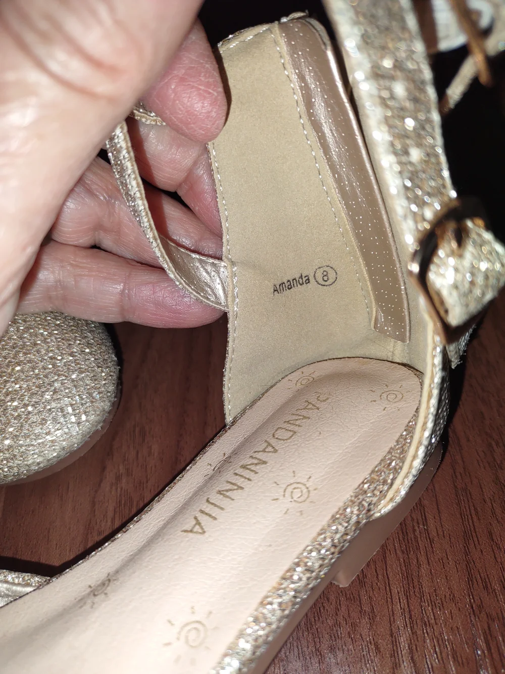 8C Girls Sparkle Ankle-Strap Flats in Gold 3X737sm
